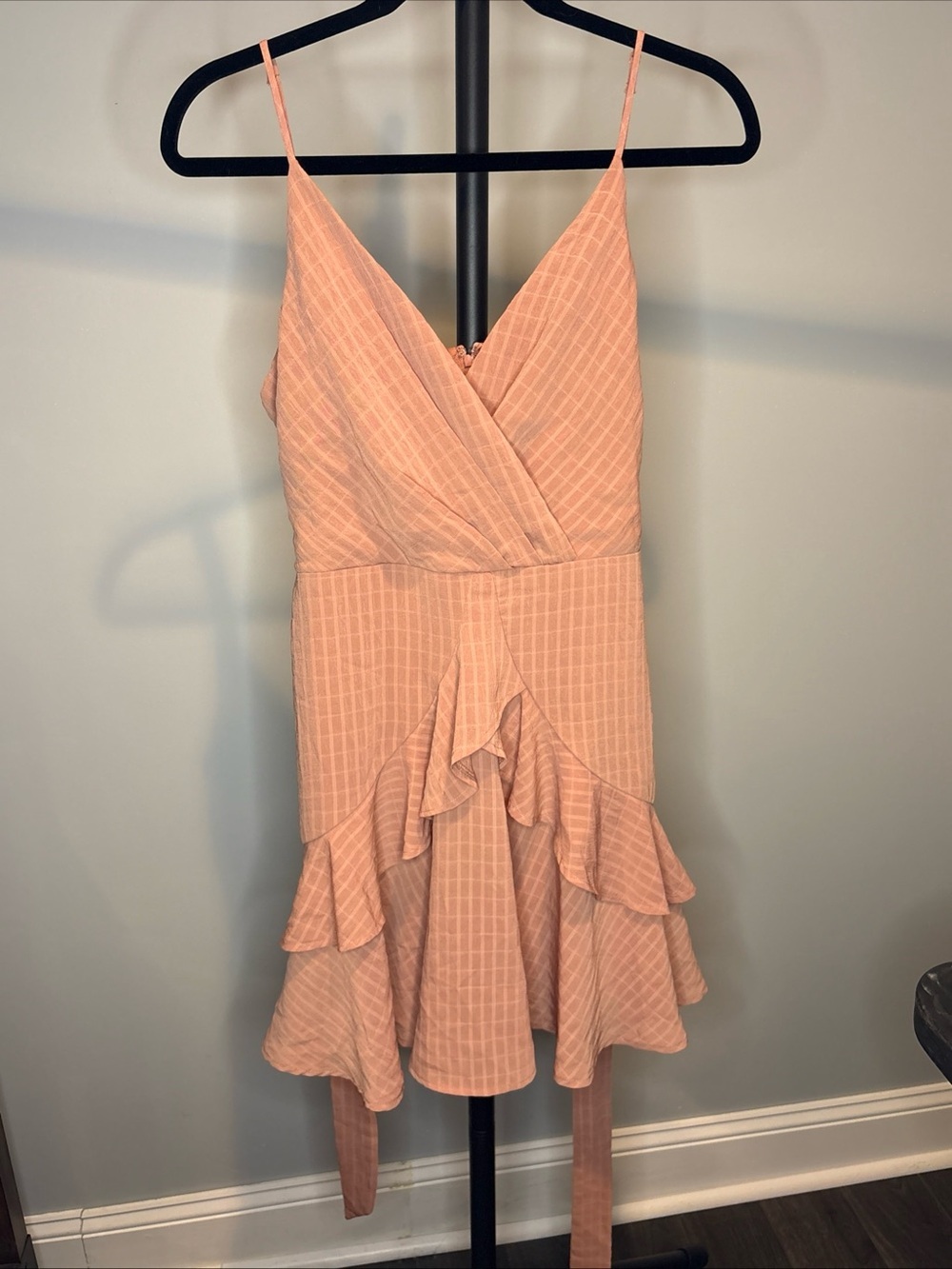 Altar'd State Peach Ruffle Wrap Mini Dress